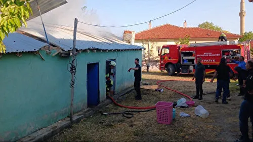 Temizlik yapılan tandır evinde yangın